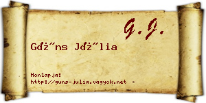 Güns Júlia névjegykártya